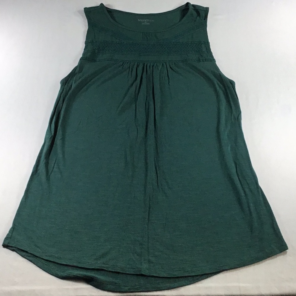 Merona‎ Cottagecore Tank XL Green Lace trim Fairycore Sleeveless Rayon